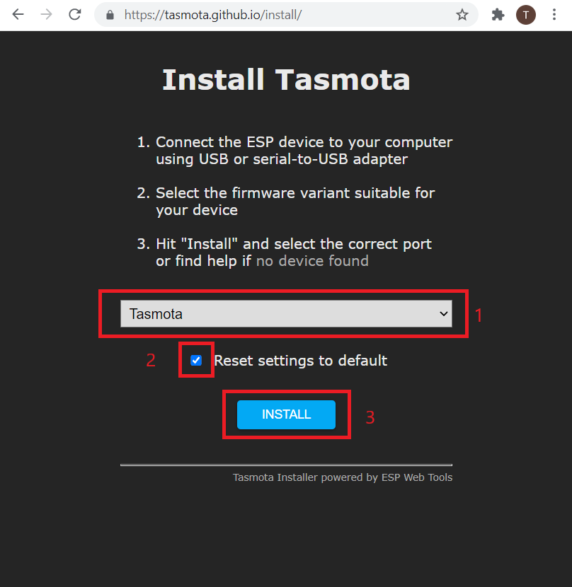 tasmota web installer